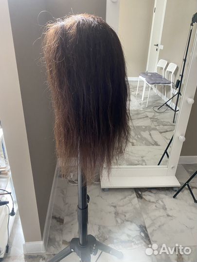 Голова манекен натуральные волосы со штативом