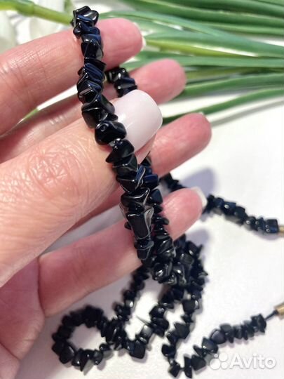 Бусы 60 см обсидиан
