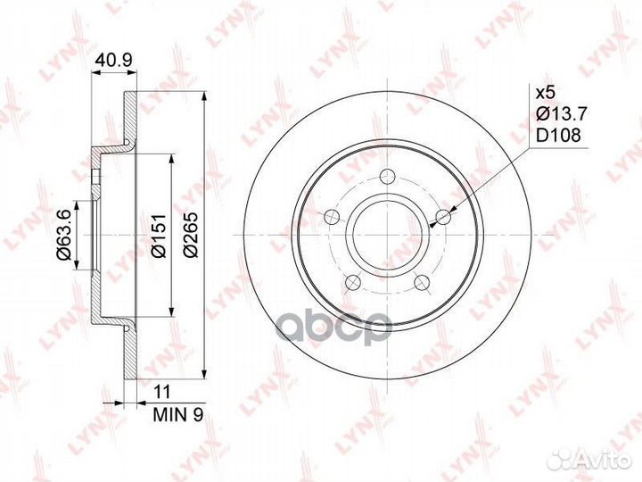 Диск тормозной зад BN1018 lynxauto
