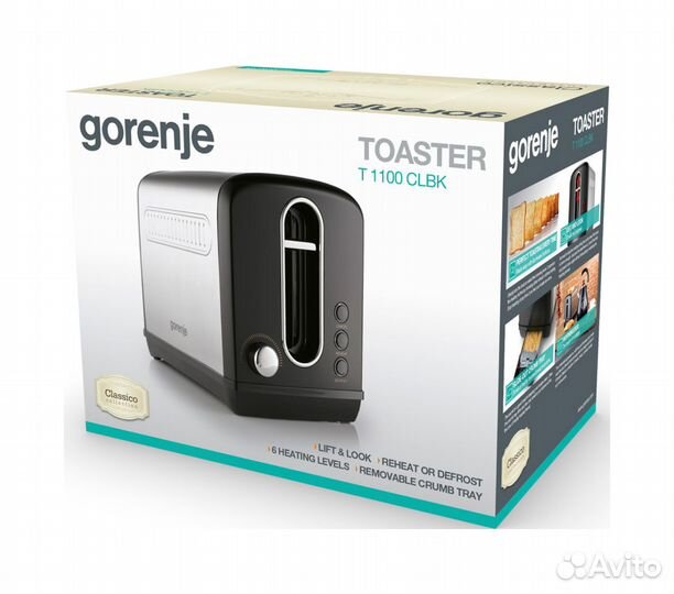 Тостер Gorenje T1100clbk, 860 Вт, черный