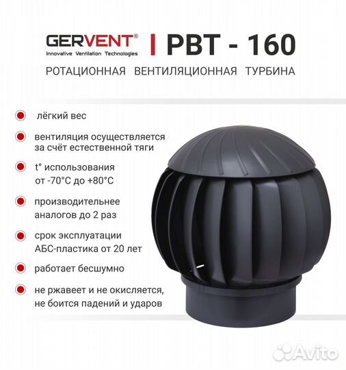 Gervent, Турбодефлектор 160 мм, графит