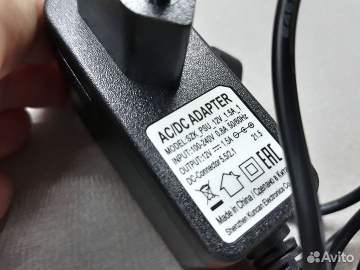 Блок питания 12V 1,5A 5.5x2.1mm AC Adapter SZK PSU