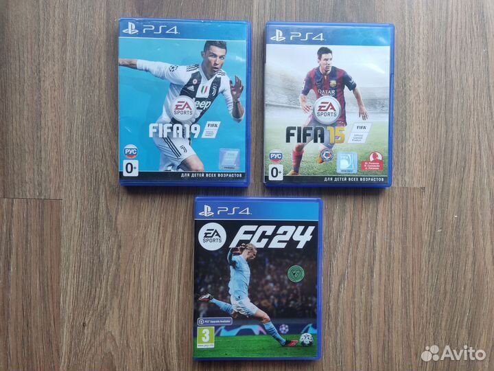 Диски на ps4. FIFA 15, 19 и 24