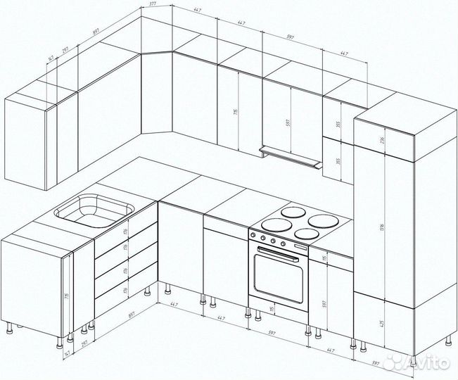 Кухонный гарнитур 1.2м