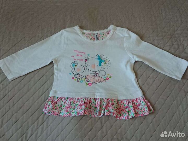 Лонгслив (кофта) для девочки новый 68