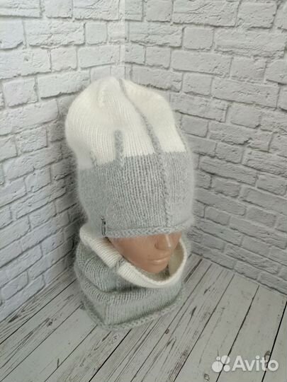 Шапка + снуд пух норки