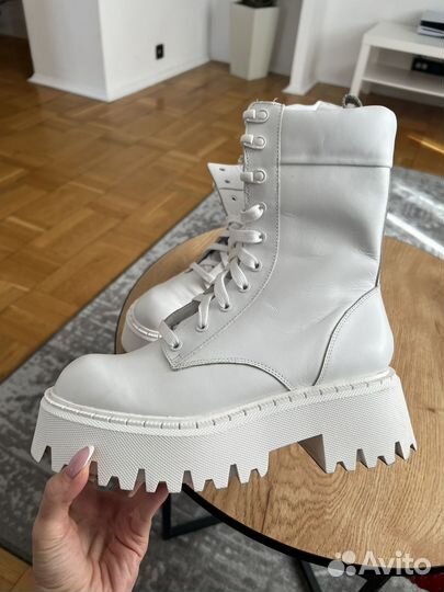Кожаные ботинки берцы zara