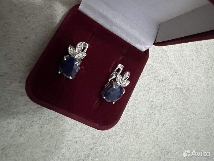 Кольцо и серьги с сапфором серебро