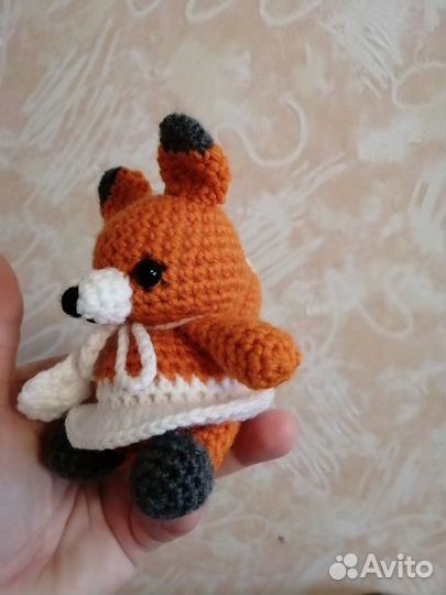 Лиса Алиса и Лисенок вязаная игрушка ручная работа