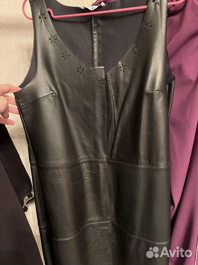 Платье кожаное, кожаный сарафан Италия новое Tenax