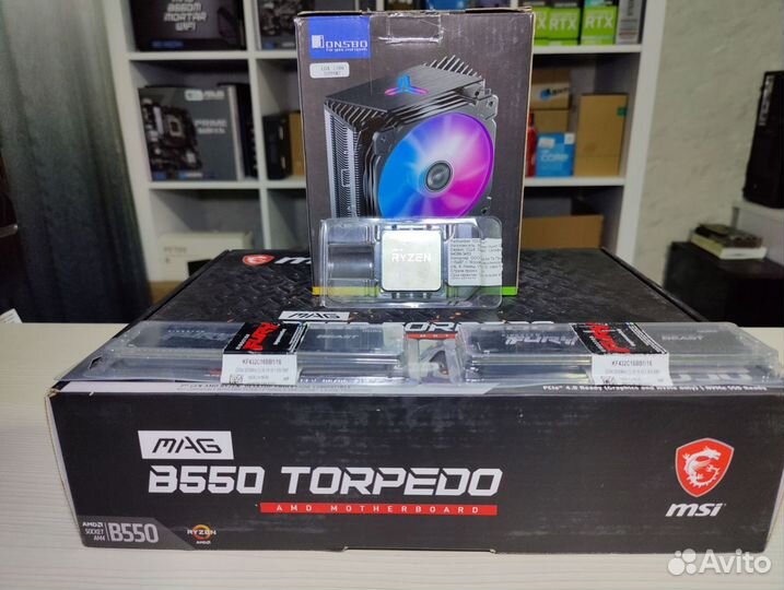 Комплект Ryzen 5 4600g+b550+32gb ddr4+кулер