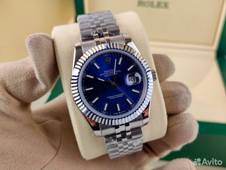 Часы мужские Rolex Datejust синие с гарантией