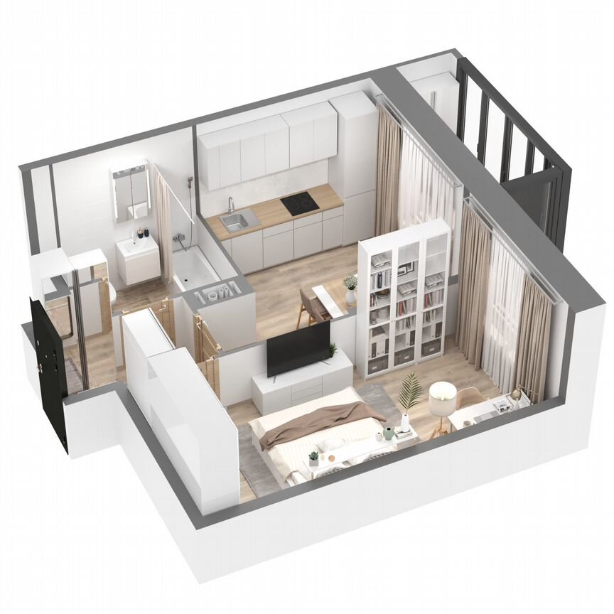 1-к. квартира, 35,9 м², 1/23 эт.