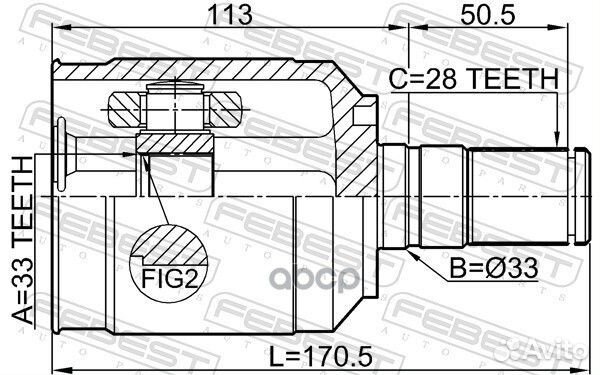 ШРУС внутренний левый 33X33X28 hyundai santa FE