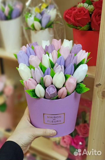 Букет из мыла, букет тюльпанов, мыло ручной работы