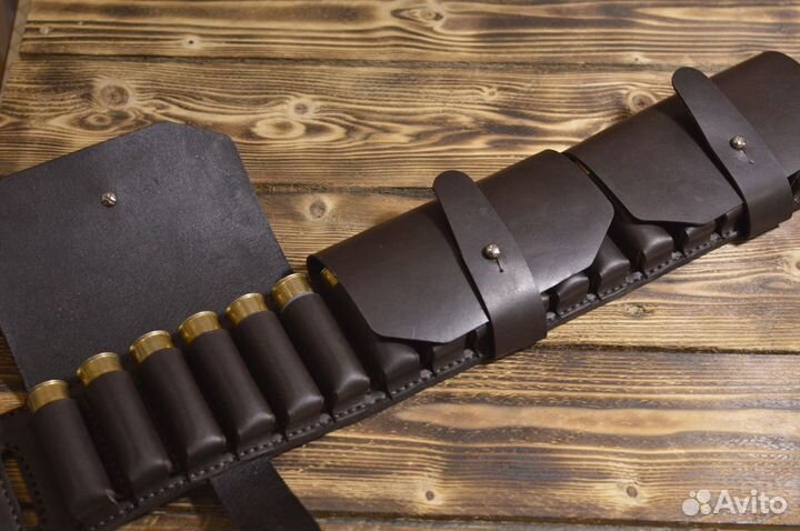 Патронташ кожаный 12К18 ручной работы