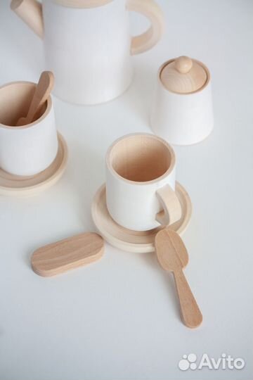 Деревянные игрушки чайный набор посуды