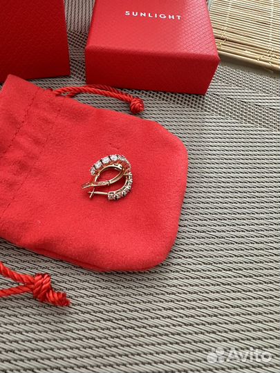 Новые Серьги золотые 585 с фианитами swarovski