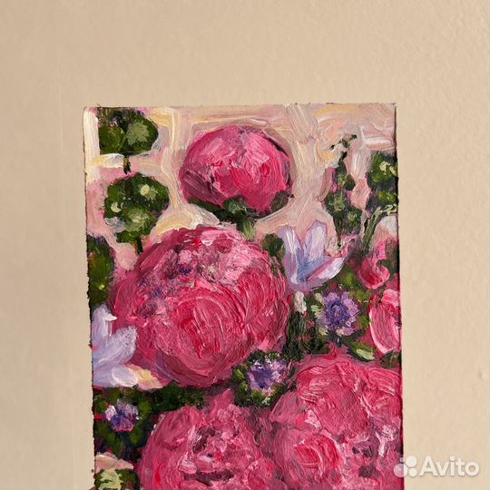 Картины с цветами розовые пионы 10/15 см