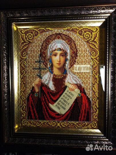 Святая Татьяна. Икона вышитая бисером