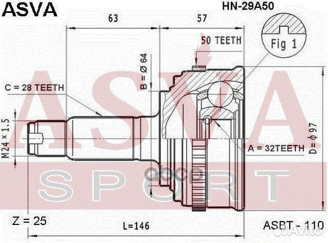 ШРУС наружный 32x64x28 honda CR-V/odyssey(RA1 R