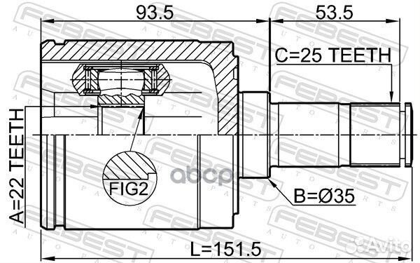 Шрус внутренний правый 22X35X25 0311esmtrh Febest