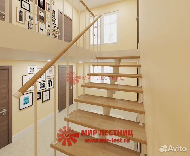 Г-образная модульная лестница White