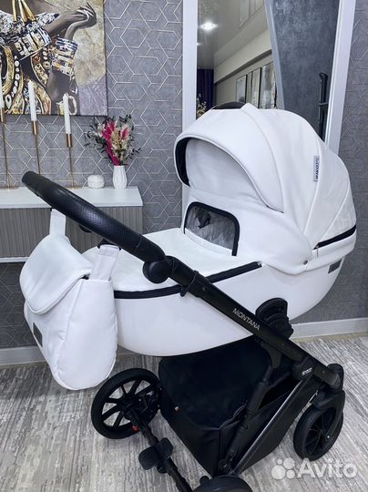 Коляска 3 в 1 Riko Montana 2022 (Кожа White)