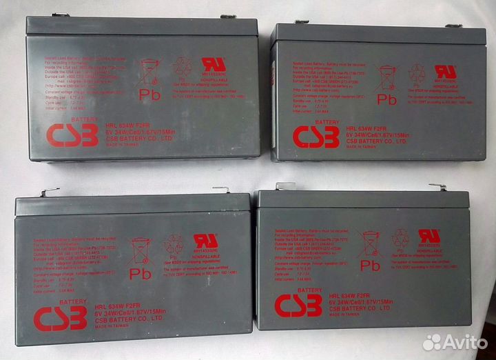 4 штуки.аккумуляторы на 6 вольт (дохлые) от беспе