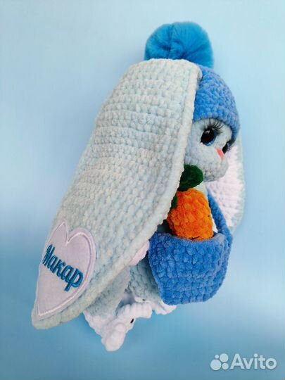 Зайка с морковкой, именной зайка, метрика