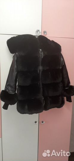 Куртка кожаная с мехом для девочки