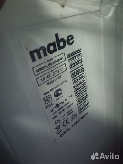 Стиральная машинка mabe mwt1-6010-r/01