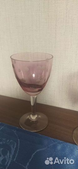 Рюмки розовые.Винтаж.Стекло