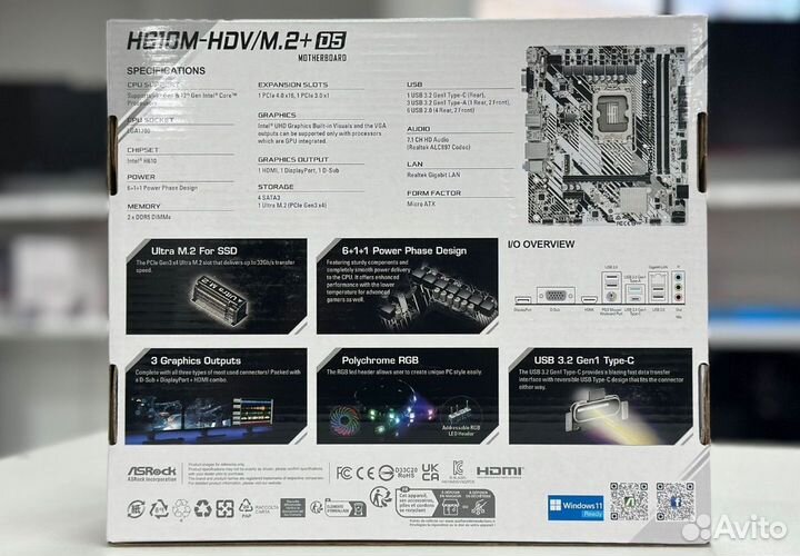 Материнчккя плата Asrock h610m-hdv/m2