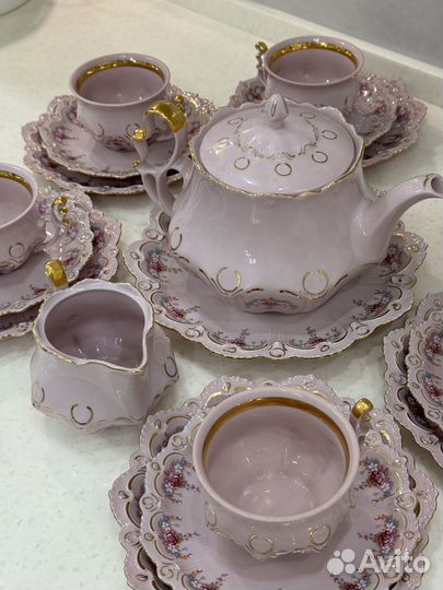 Чайный сервиз. Чехословакия. Розовый фарфор
