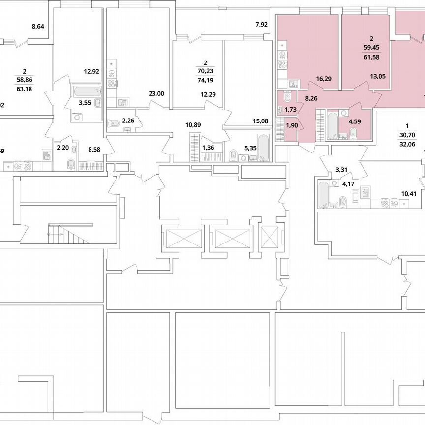 2-к. квартира, 61,7 м², 1/18 эт.