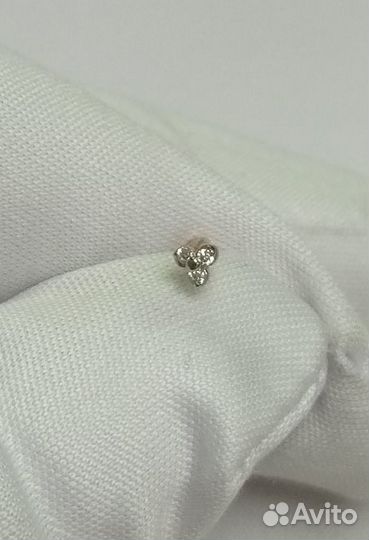 Пирсинг с синтетическим камнем Золото