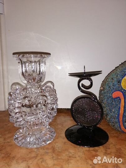 Подсвечники, вазы, подставка, камни для декора