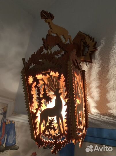 Светильник ручной работы,дерево, резьба