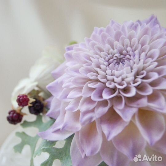 Цветы из холодного фарфора ручной работы в кружке