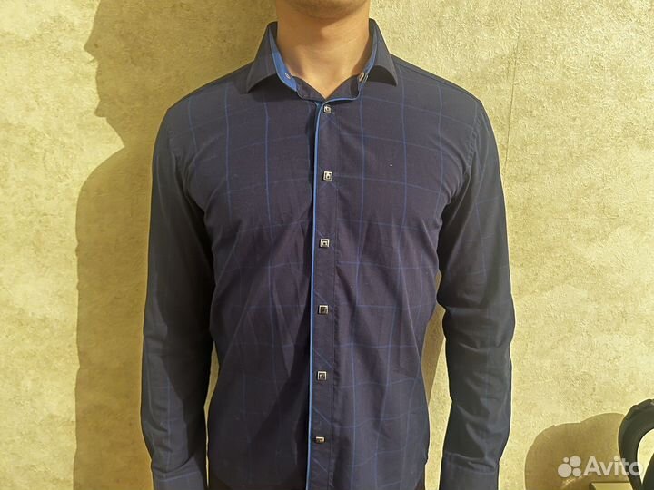 Рубашка мужская синяя 46-48, S-M