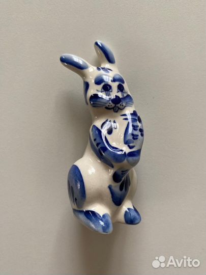 Фигурка заяц Гжель СССР