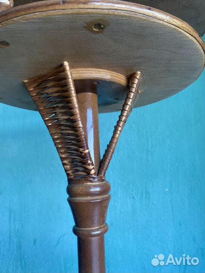 Винтажная деревянная жардиньерка СССР плетёная э