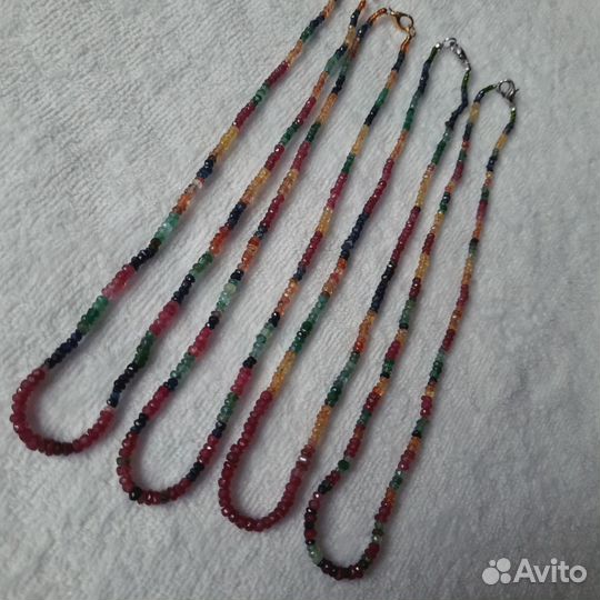 Бусы турмалин,раухтопаз,аметист,тонированный агат