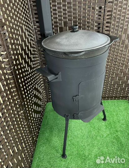 Казан + печь с трубой и зольником