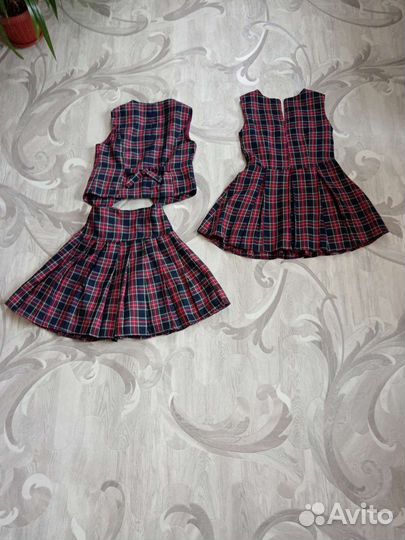 Бордовая клетчатая школьная форма