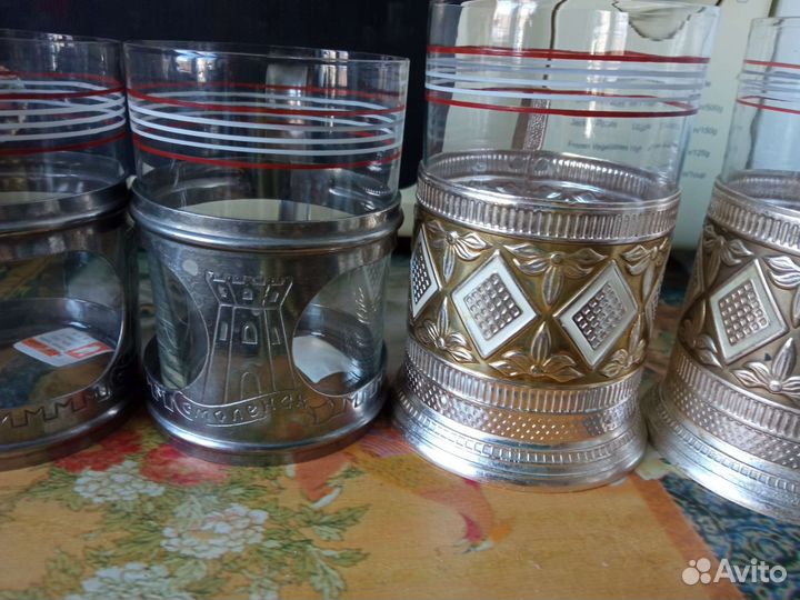 Стаканы тонкие СССР и подстаканники
