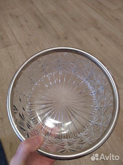 Хрустальная ваза с металлическим ободком СССР