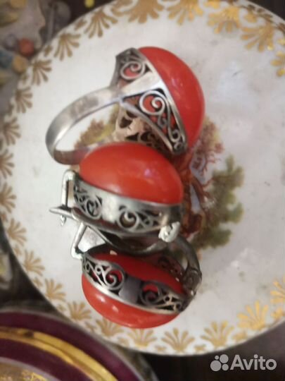 Комплект кольцо и серьги