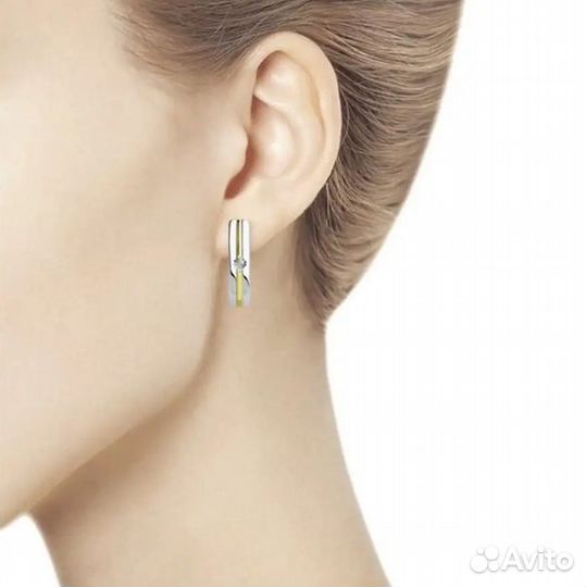 Серьги из золочёного серебра 925 с бриллиантами